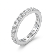 925 Silver Women’s Round Ring Fully Encrusted with Sparkling Stones in a Luxurious Flowing Design