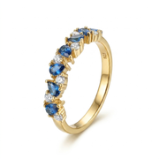 925 Silver Ring Adorned with Sparkling Blue Stones