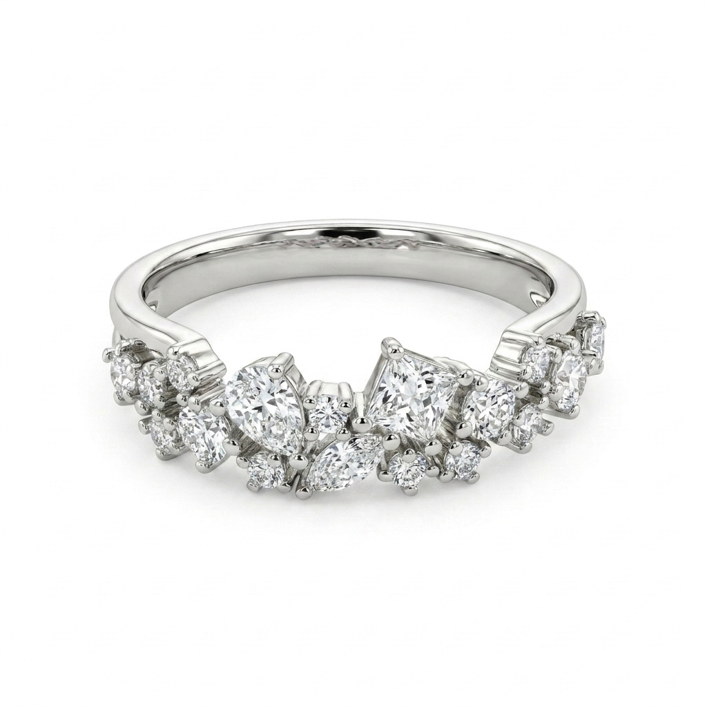 925 Silver Ring with Harmoniously Arranged Sparkling Stones