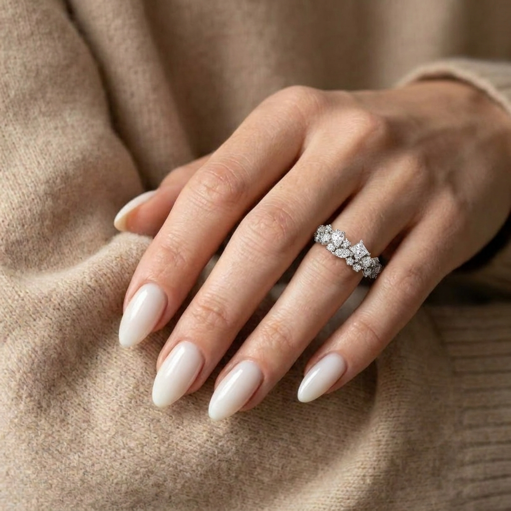 925 Silver Ring with Harmoniously Arranged Sparkling Stones