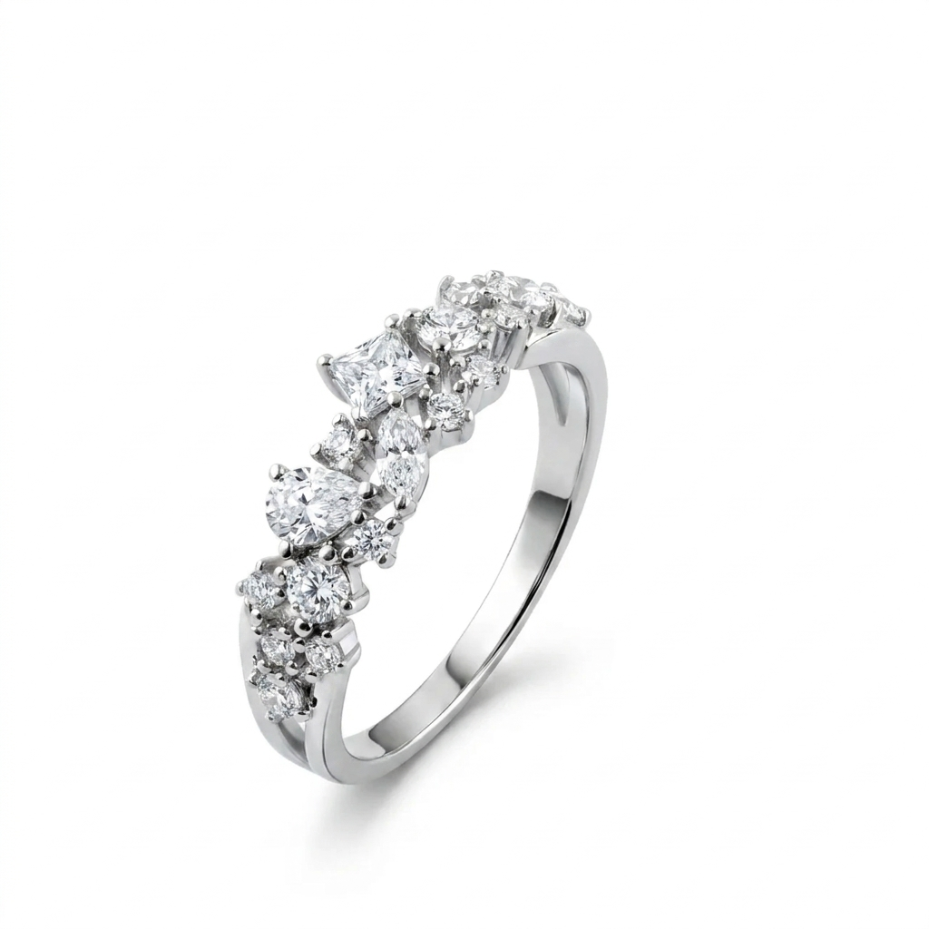 925 Silver Ring with Harmoniously Arranged Sparkling Stones