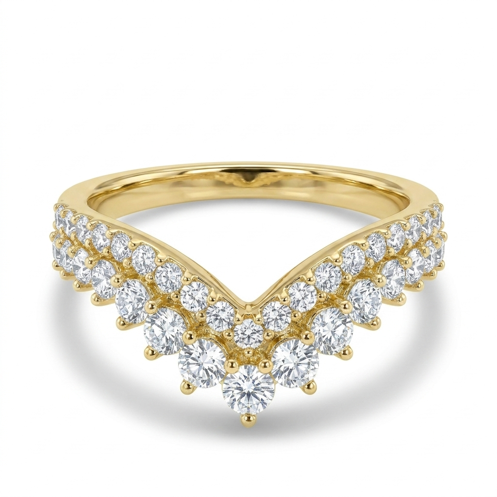 925 Silver Gold-Plated Crown Design Ring Adorned with Sparkling Stones
