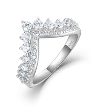 Silver ring with a royal crown design, adorned with zircon stones – 925 sterling silver.
