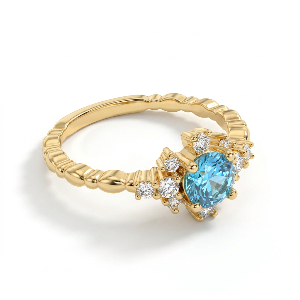925 Silver Gold-Plated Ring with a Royal Blue Stone