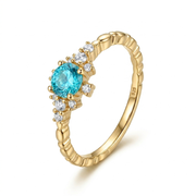 925 Silver Gold-Plated Ring with a Royal Blue Stone
