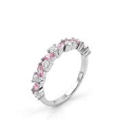 925 Silver Ring with Sparkling Pink Stones