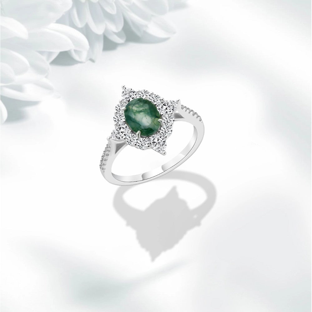 Royal Green Stone Ring – 925 Italian Silver
