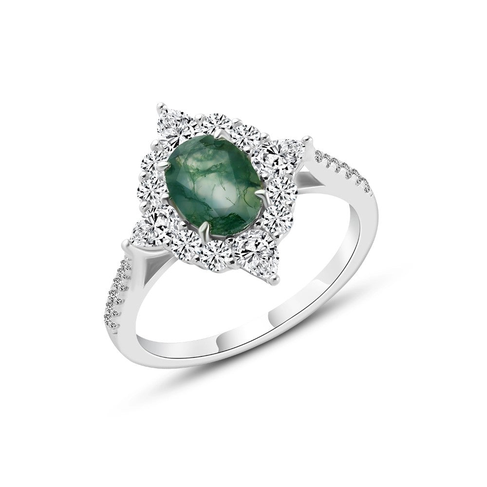 Royal Green Stone Ring – 925 Italian Silver