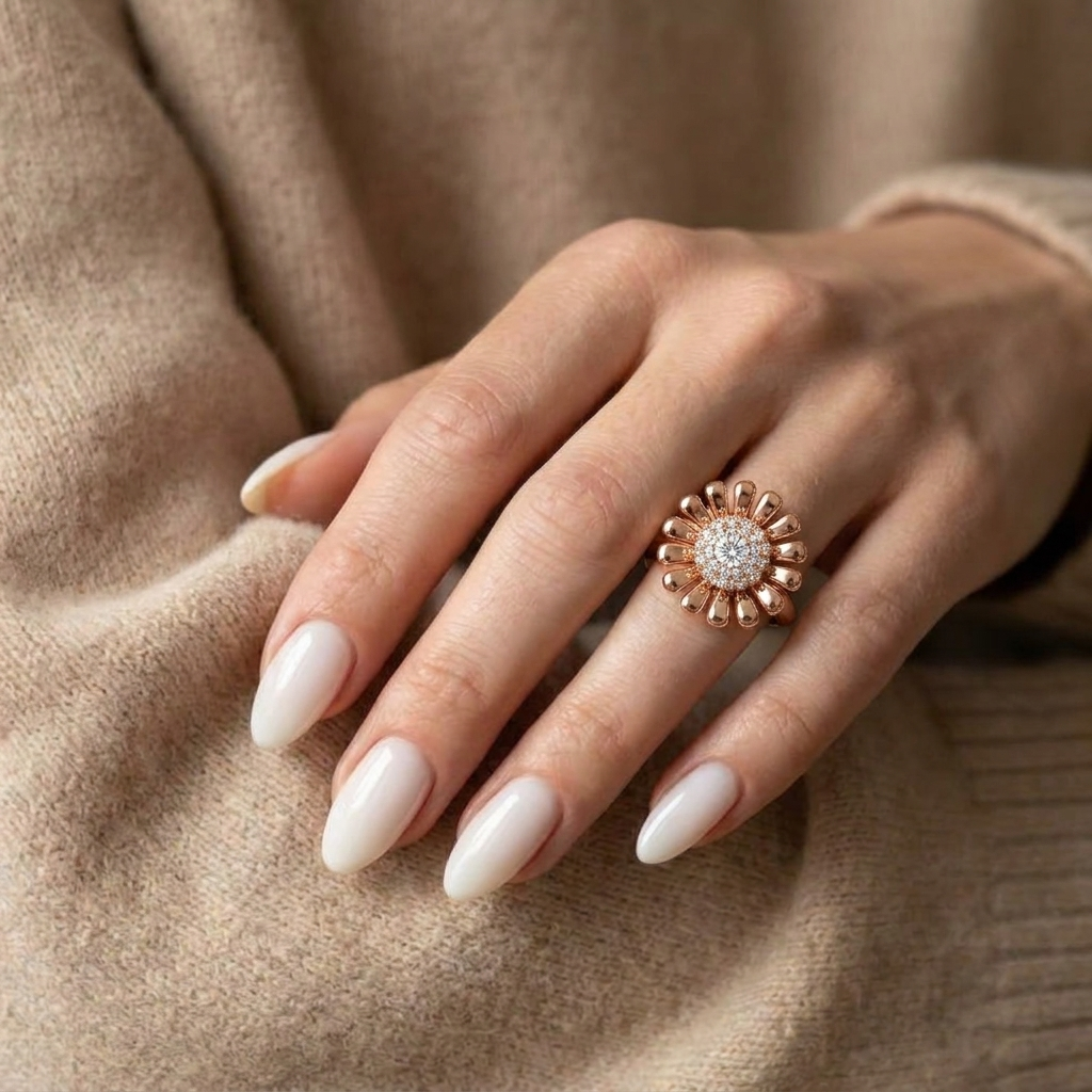 925 Silver Sunflower Ring – Rose Gold