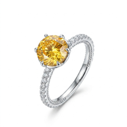 925 Silver Ring with a Sparkling Yellow Stone