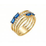 خاتم فضة 925 مطلي ذهب بفصوص زرقاء