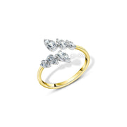 Leaf-Shaped Ring with Sparkling Stones – 925 Silver