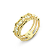 925 Silver Ring with Sparkling Oval Stones – Gold Plated