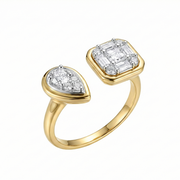 خاتم فضة عيار 925 مطلي ذهب تصميم مزدوج