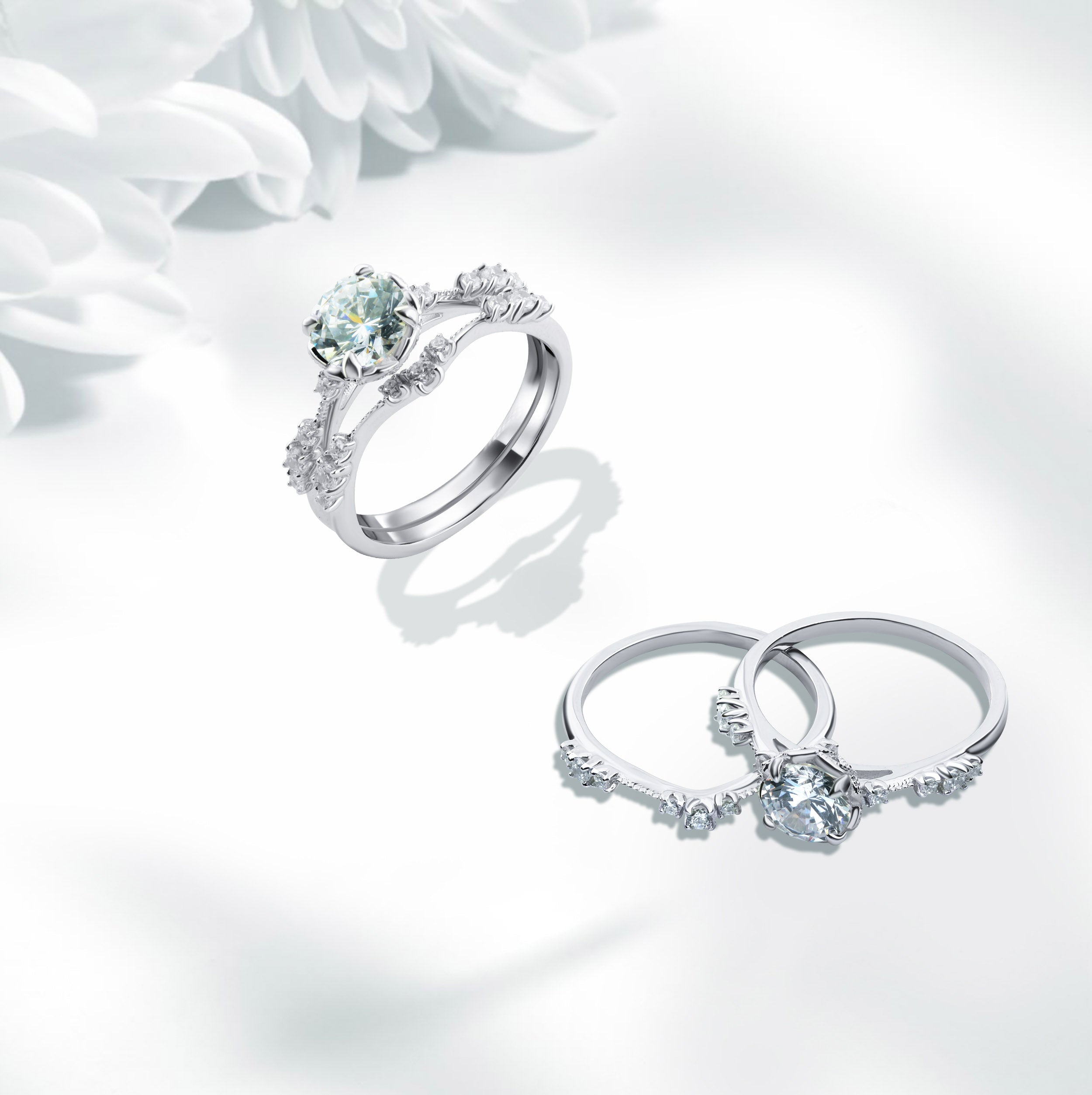 تونز فضة عيار 925 بتصميم فاخر مرصع بفص لامع