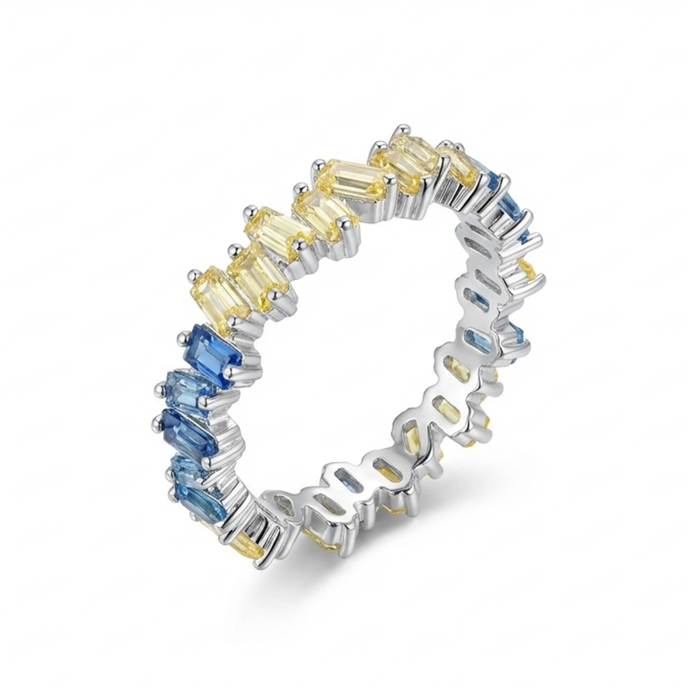 خاتم فضة عيار 925 بتصميم إيتيرنيتي بفصوص ملونة