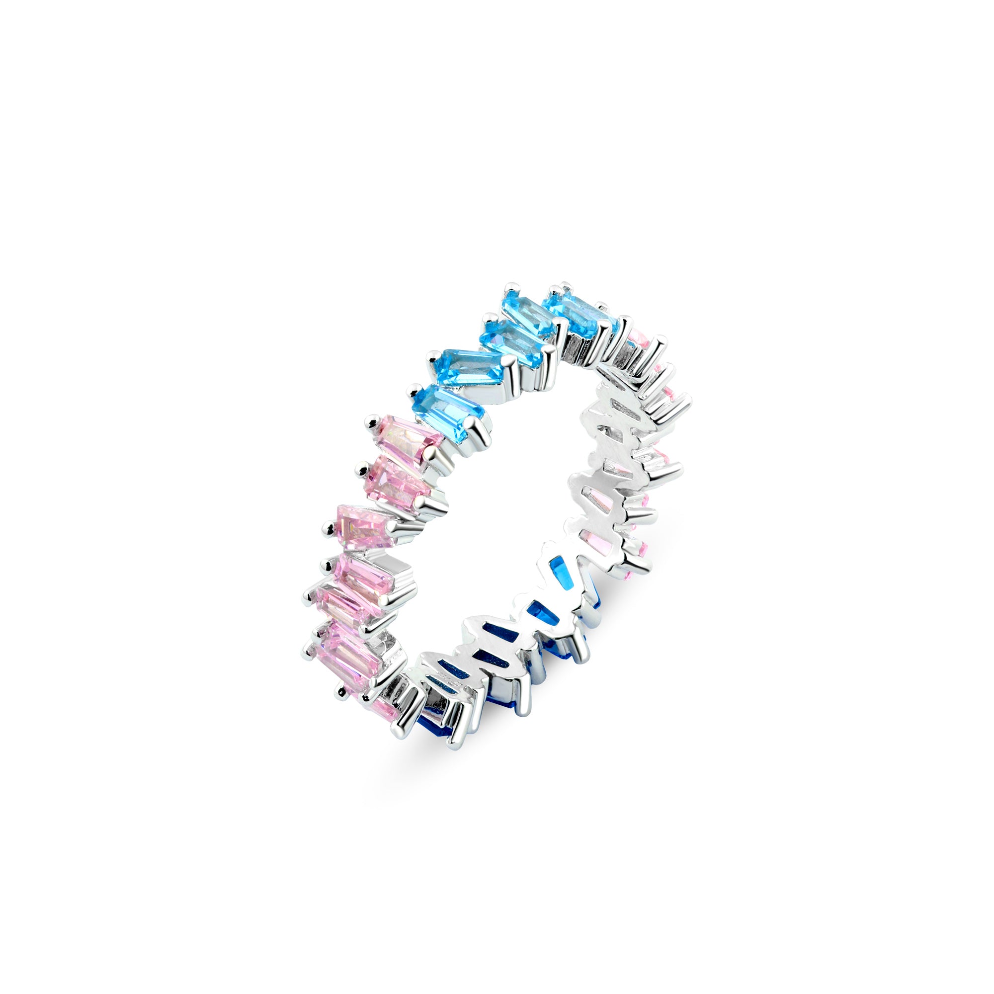 خاتم ألوان ناعمة - فضة عيار 925 مطلي بلاتين