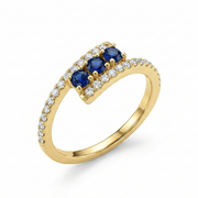 خاتم فضة 925 مرصع بفصوص زرقاء لامعة