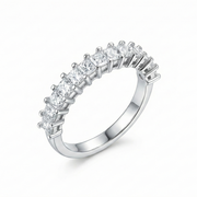 خاتم فضة عيار 925 بتصميم راقي نصف دائري