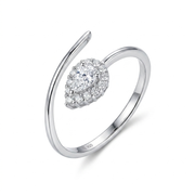 925 Silver Elegant Ring with Oval Stone Surrounded by Sparkling Stones