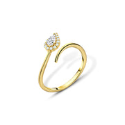 خاتم تصميم دمعة لامعة فضة عيار 925 مطلي ذهب