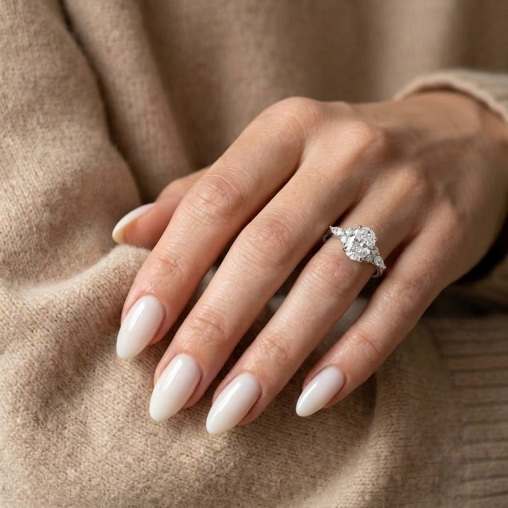 925 Silver Elegant Ring with a Sparkling Round Stone and Side Details