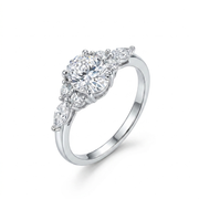 925 Silver Elegant Ring with a Sparkling Round Stone and Side Details