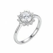 خاتم فضة 925 مرصع بفص شفاف دائري