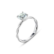 خاتم فص دائري لامع بتصميم مزدوج فضة عيار 925