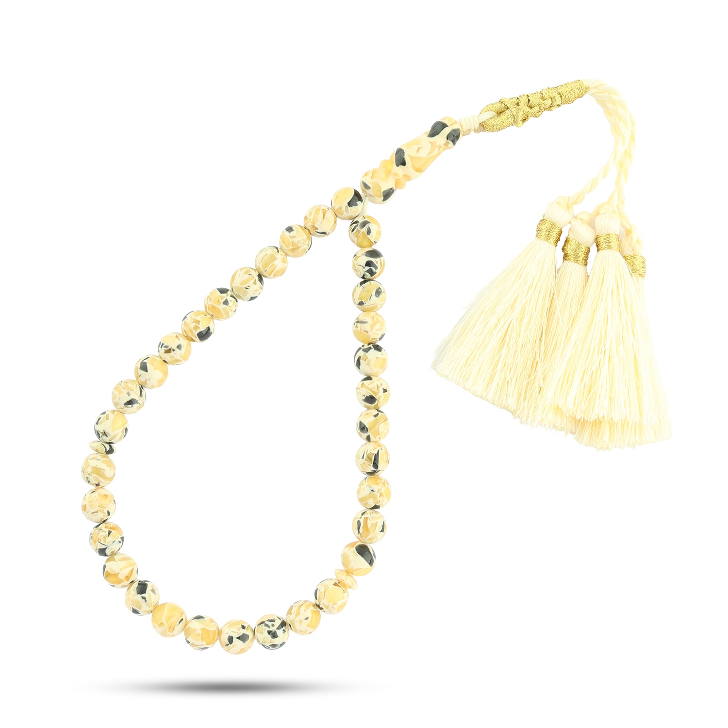 سبحة تراب عنبر سكري × أسود 33 حبة فضة 999