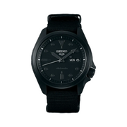 Seiko 5 Sports Black Dial Black Nylon Strap Men's Watch