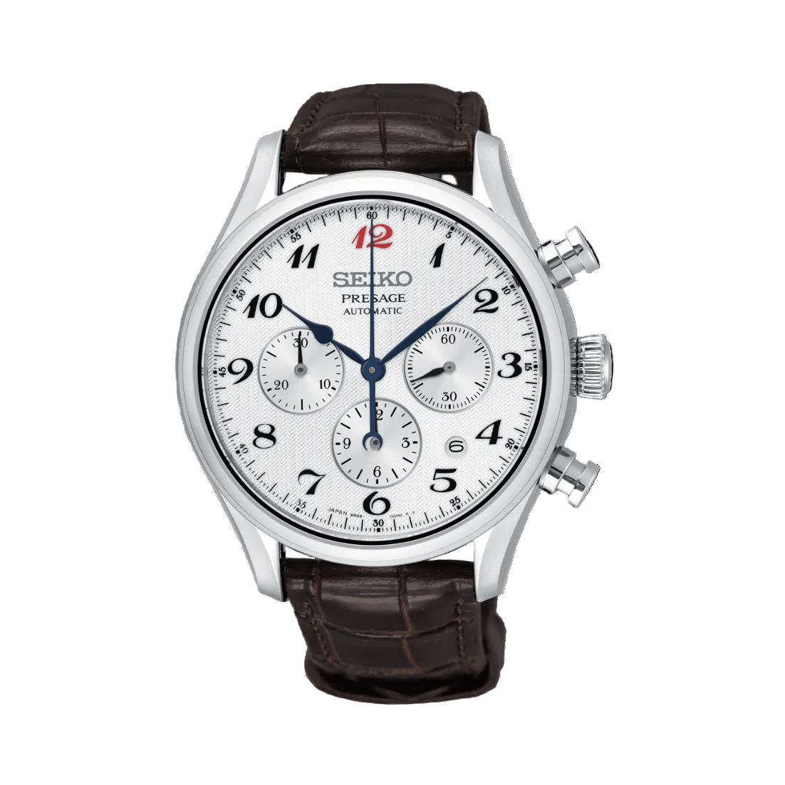 Seiko Presage White Dial Brown Leather Strap Men's Watch