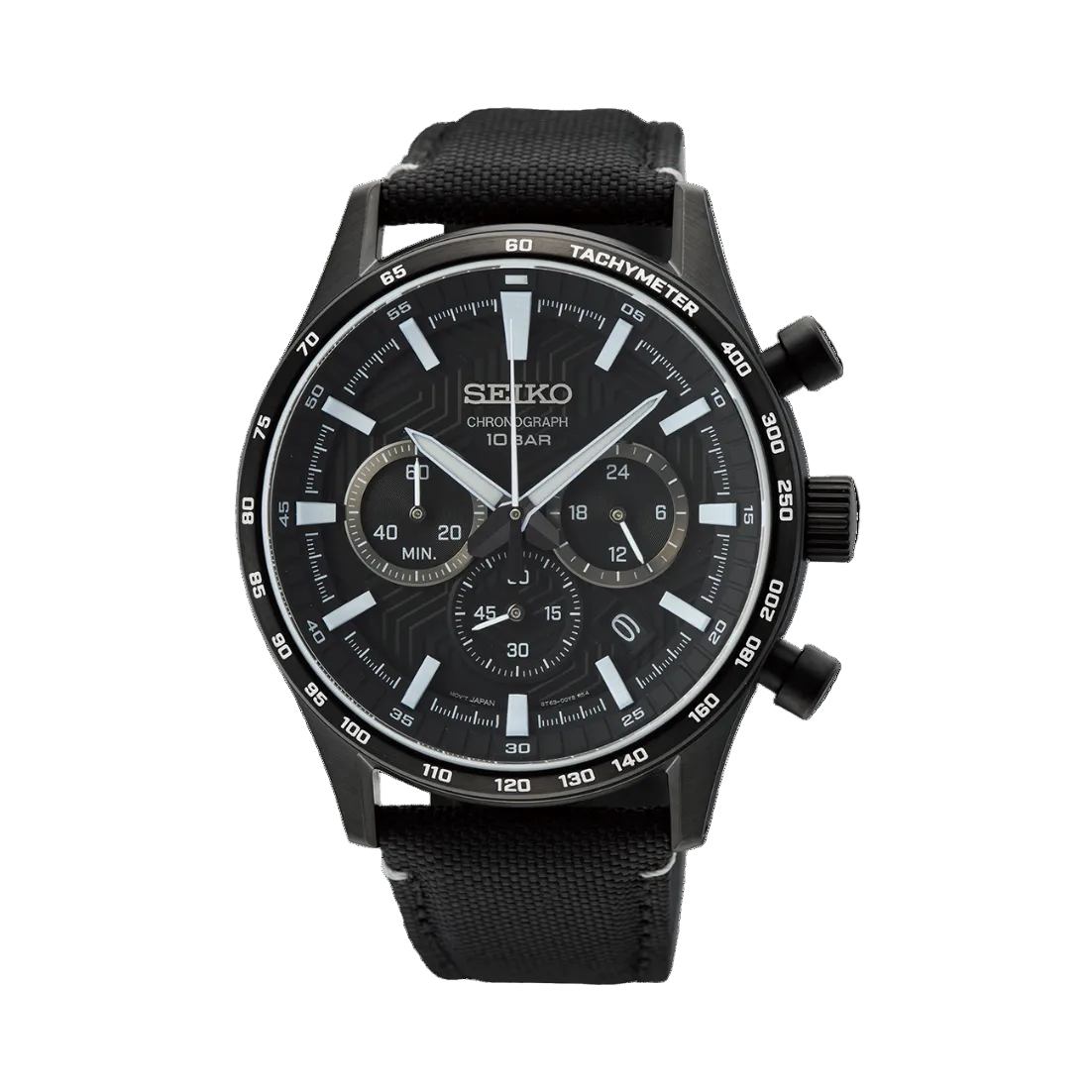 Seiko Chronograph Black Dial Nylon Strap Men's Watch
