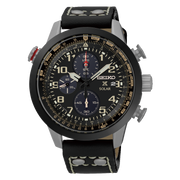 Seiko Prospex Black Dial Black Leather Strap Men's Watch