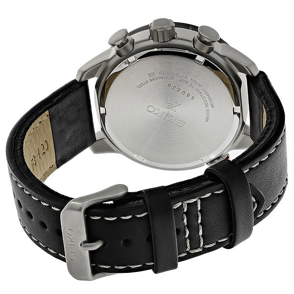 Seiko Prospex Black Dial Black Leather Strap Men's Watch