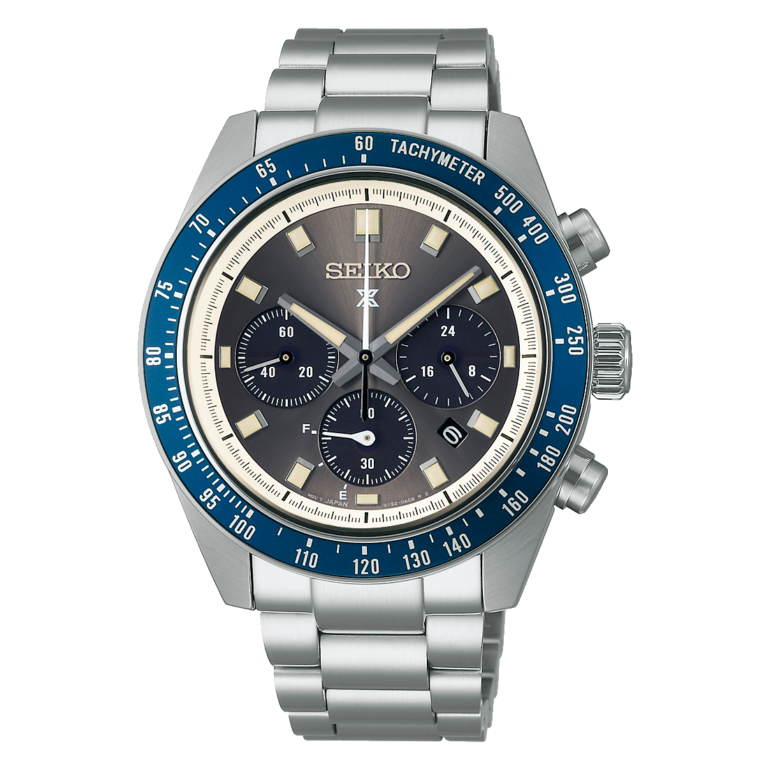 Seiko Speedtimer Gray Dial Blue Bezel Men's Watch