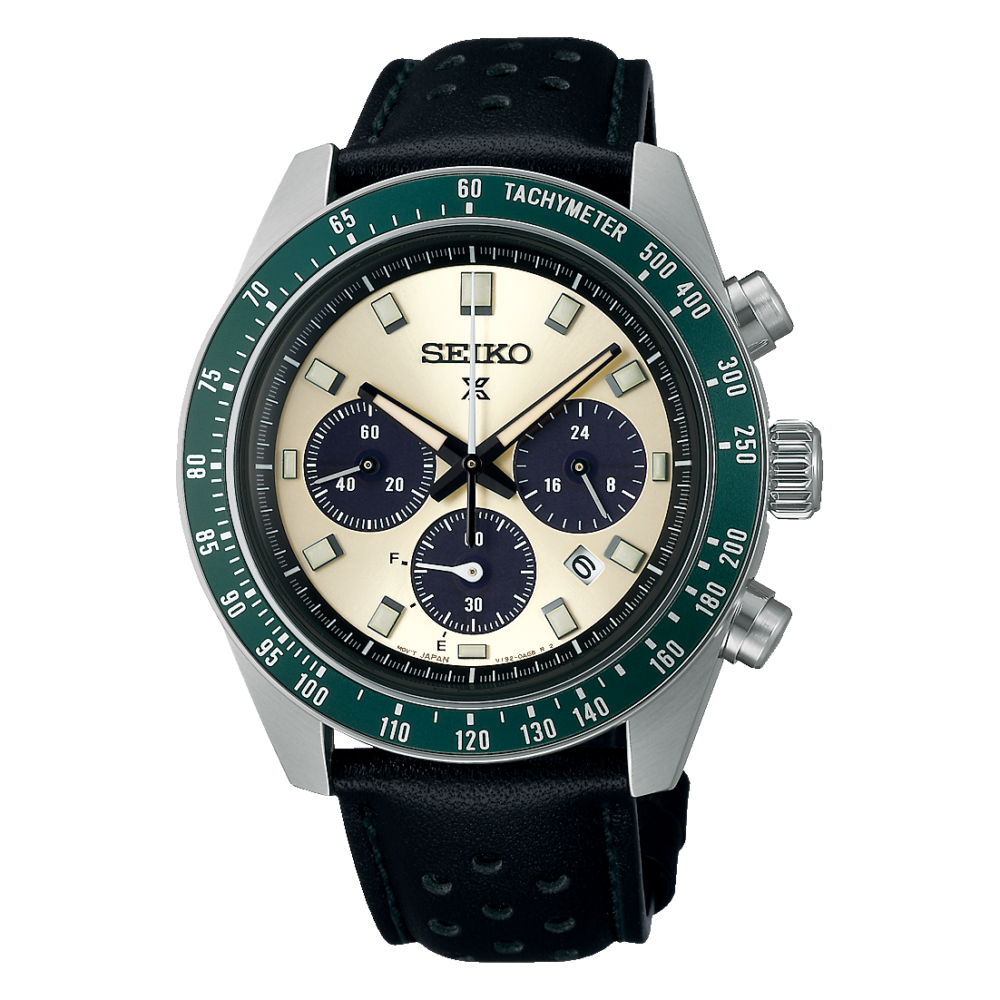 Seiko Speedtimer Cream Dial Green Bezel Men's Watch