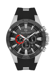 Sergio Tacchini Men's Chronograph Watch – Black Dial & Black Silicone Strap