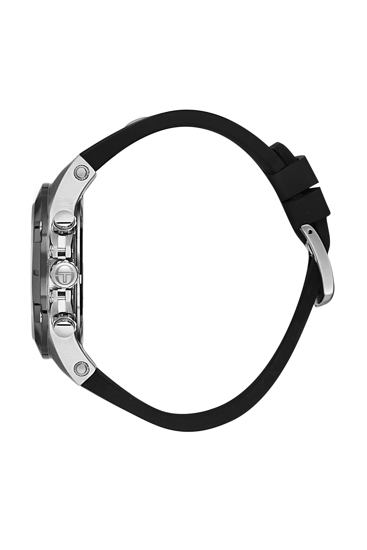 Sergio Tacchini Men's Chronograph Watch – Black Dial & Black Silicone Strap