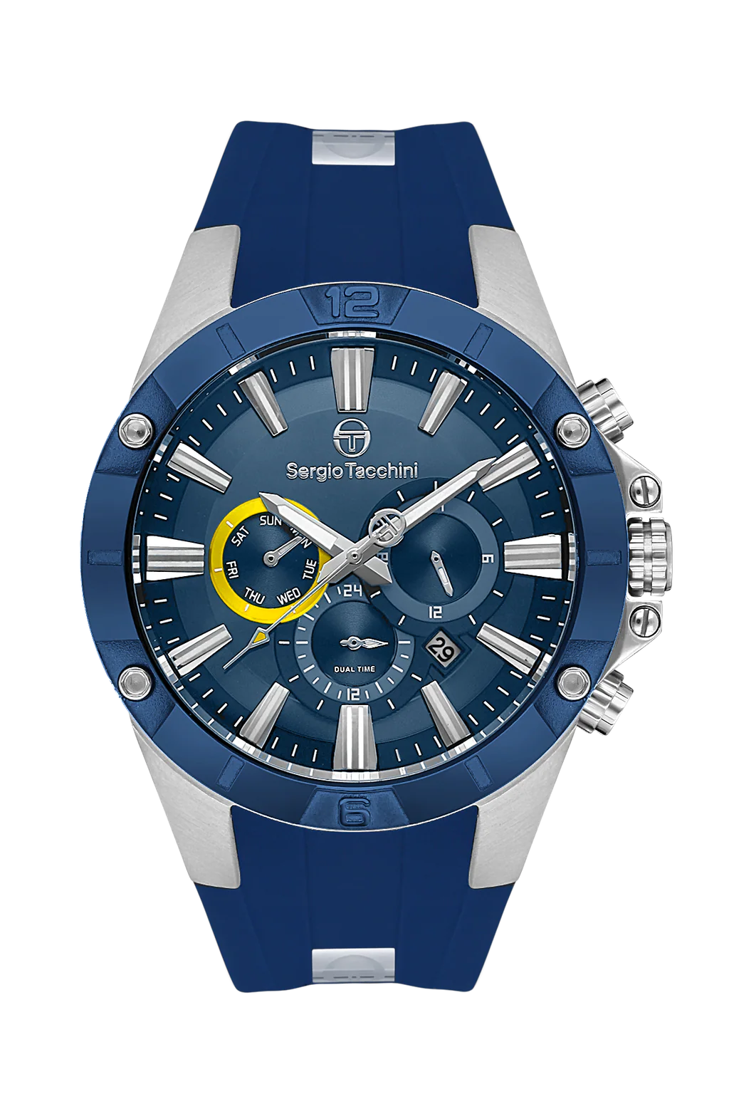 Sergio Tacchini Men's Chronograph Watch – Blue Dial & Blue Silicone Strap
