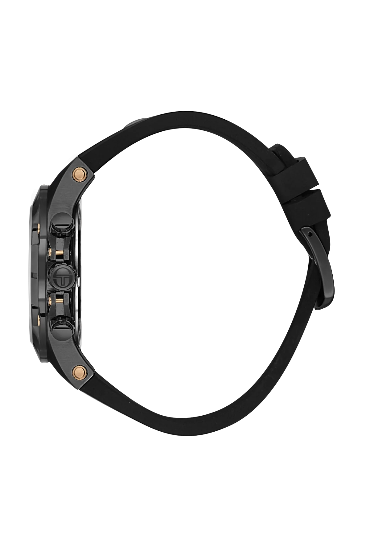 Sergio Tacchini Men's Chronograph Watch – Black Dial & Black Silicone Strap