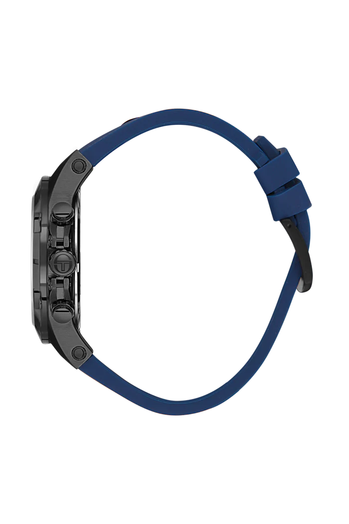 Sergio Tacchini Men's Chronograph Watch – Black Dial & Blue Silicone Strap