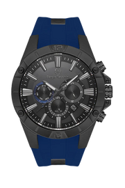Sergio Tacchini Men's Chronograph Watch – Black Dial & Blue Silicone Strap