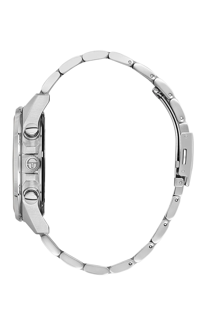 Sergio Tacchini Men's Chronograph Watch – Green Dial & Silver Stainless Steel Bracelet