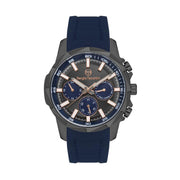 Sergio Tacchini Men's Chronograph Watch – Black Dial with Blue Silicone Strap