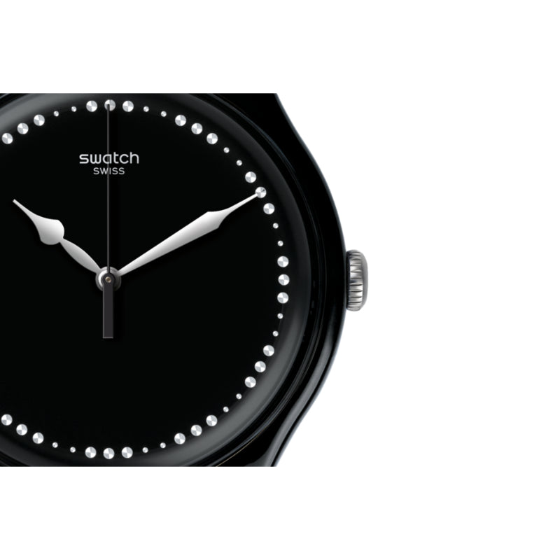 Swatch For Unisex Black Rubber Strap, Black Dial Watch - SUOB131