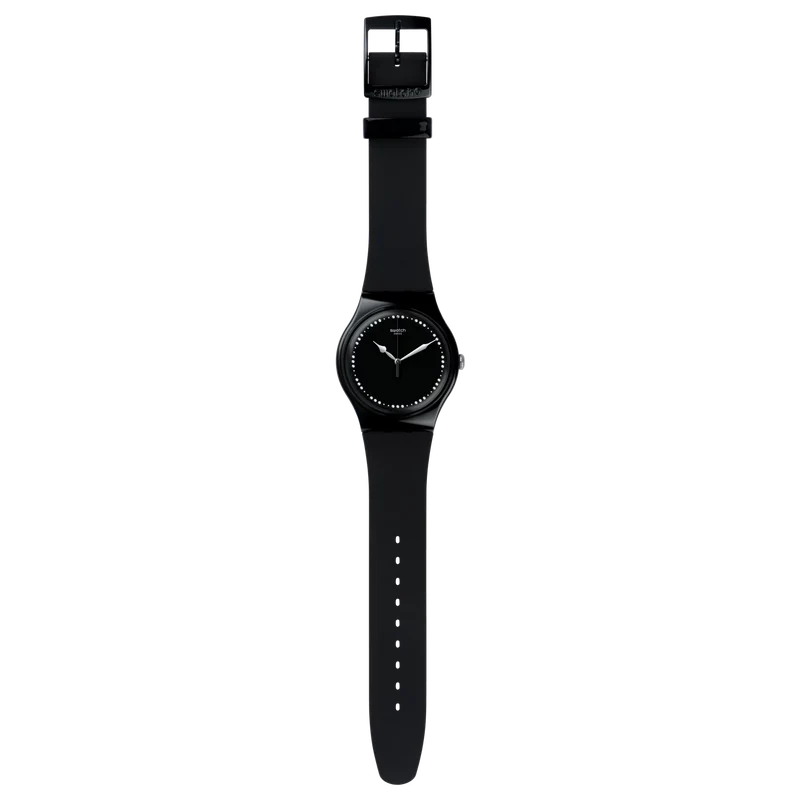 Swatch For Unisex Black Rubber Strap, Black Dial Watch - SUOB131