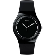 Swatch For Unisex Black Rubber Strap, Black Dial Watch - SUOB131