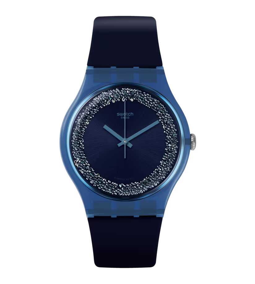 Swatch Women's Analog Watch – Blue Dial & Blue Silicone Strap