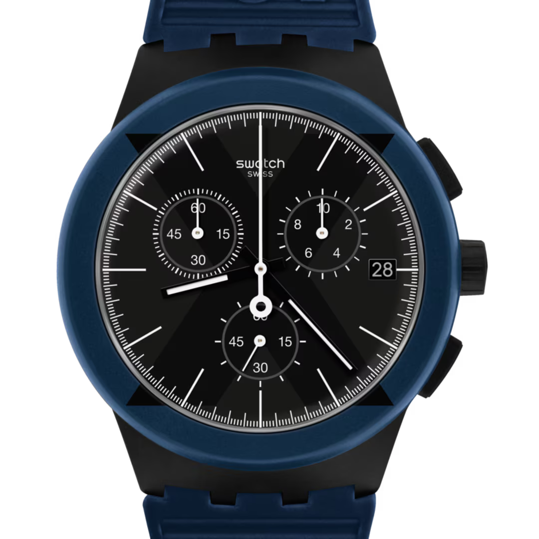 Swatch X-District Blue, Blue Strap, Black Dial For Men - SUSB418